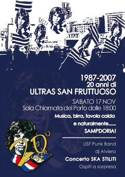 Volantino della festa dei 20 anni degli Ultras San Fruttuoso