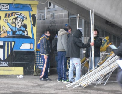 Alcune delle nostre attività all'interno della Curva, preparazione striscioni.