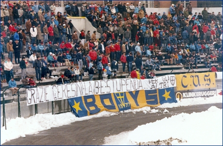 PARMA-Cesena 20-01-1985. Striscione BOYS: ''Grazie Ceresini la B  stupenda... per gli altri''