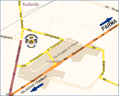 Mappa per localizzare il campo parrocchiale di Lemignano di Collecchio, dove il 16 giugno 2007 si svolger la Festa del Trentennale