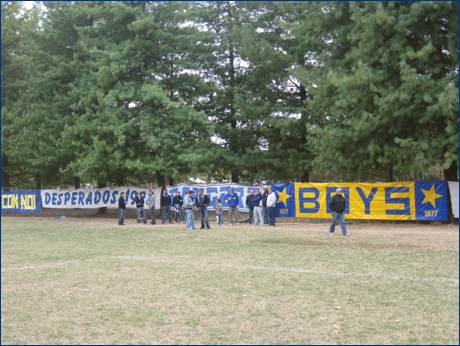 Parma, campetti di via Zarotto. Striscioni: ''Desperados 1983'' dei Desperados Empoli, ''Rangers'' dei Rangers Empoli e ''BOYS'' dei BOYS Parma