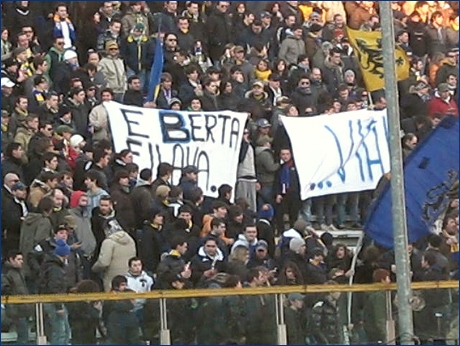 BOYS, Curva Nord Matteo Bagnaresi di Parma. Striscioni: ''E Berta filava... ...via!''