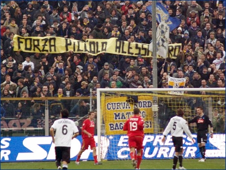 BOYS, Curva Nord di Parma. Striscione: ''Forza piccolo Alessandro''