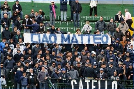 Striscione 'Ciao Matteo'