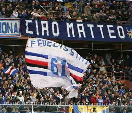 Striscione 'Ciao Matteo'