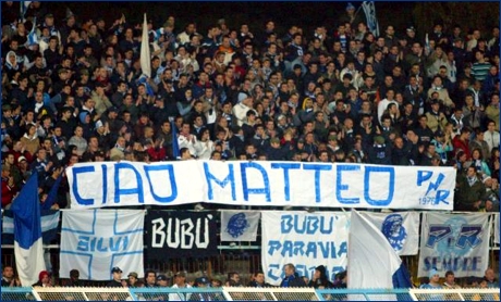 Striscione 'Ciao Matteo - P.R. 1976'