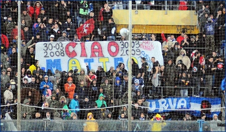 Striscione ''30-03-2008 30-03-2009 Ciao Matteo - Mau ovunque Curva Nord''