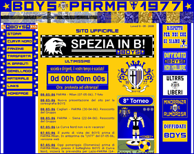 Schermata del sito Internet dei BOYS PARMA 1977