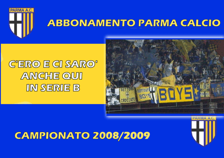 Una foto del tifo giallobl e lo slogan: C'ero e ci sar, anche qui, in Serie B