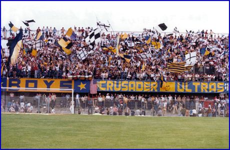 PARMA-Triestina 17-06-1979. Spareggio promozione in Serie B, Stadio Menti di Vicenza. BOYS PARMA 1977, foto Ultras