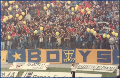 PARMA-Empoli 25-11-1984. BOYS PARMA 1977, foto Ultras