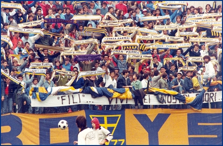 PARMA-Perugia 23-09-1984. BOYS PARMA 1977, foto Ultras