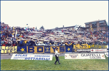 PARMA-Perugia 23-09-1984. BOYS PARMA 1977, foto Ultras