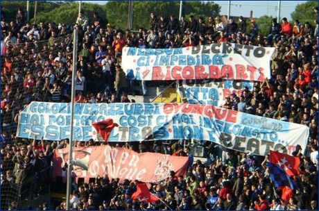 09-02-08 Striscioni non autorizzati in Curva Nord: 'Nessun decreto ci impedir di ricordarti. I colori neroazzurri ovunque hai portato. Cos ci hai insegnato. Essere ultras non  reato!! Mau ovunque'